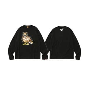 Human Made Black LS Tee with Owl Front & Heart Back Print